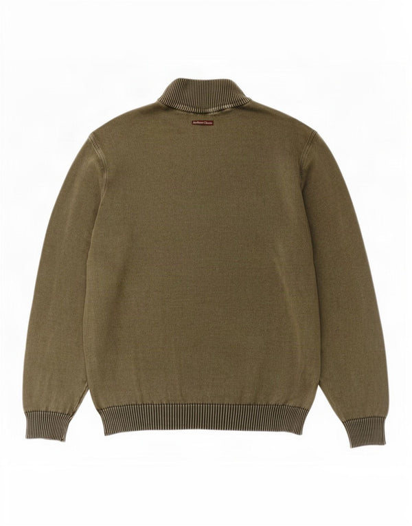 Marlboro Classics Mens Zip Neck Jumper Sweater 2XL Khaki Cotton