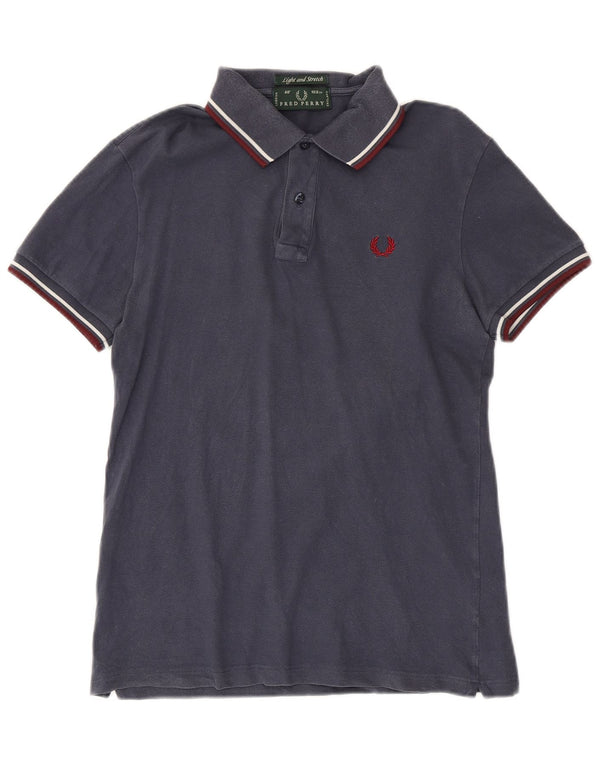 Fred Perry Mens Light and Stretch Polo Shirt Small Navy Blue Striped Cotton