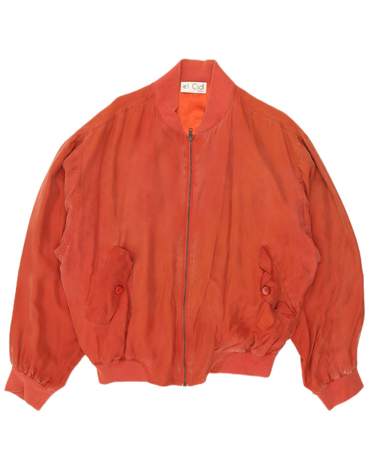 Vintage Mens Bomber Jacket UK 40 Large Orange Silk