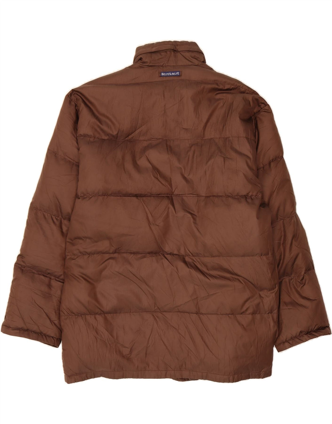 BELFE & BELFE Mens Hooded Padded Jacket IT 50 Large Brown Polyester Vintage Belfe & Belfe and Second-Hand Belfe & Belfe from Messina Hembry 