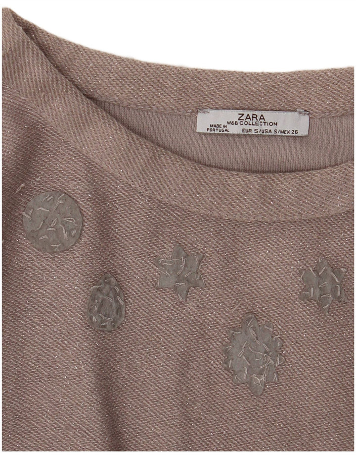 ZARA Womens Oversized Boat Neck Jumper Sweater UK 10 Small Grey