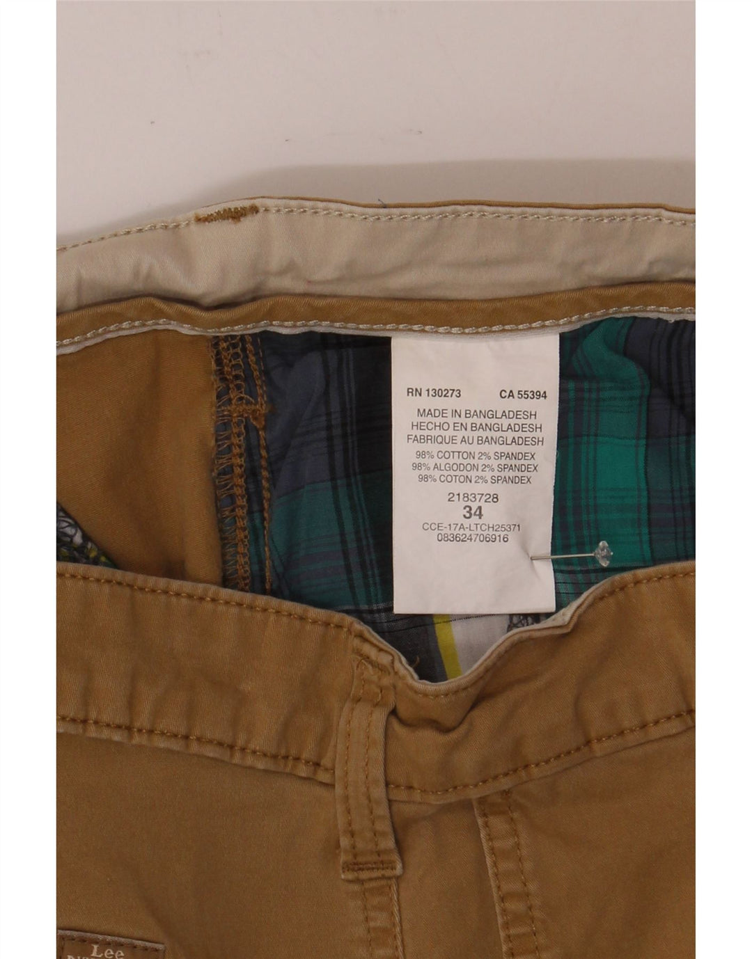 LEE Mens Chino Shorts W34 Large Brown Cotton Vintage Lee and Second-Hand Lee from Messina Hembry 