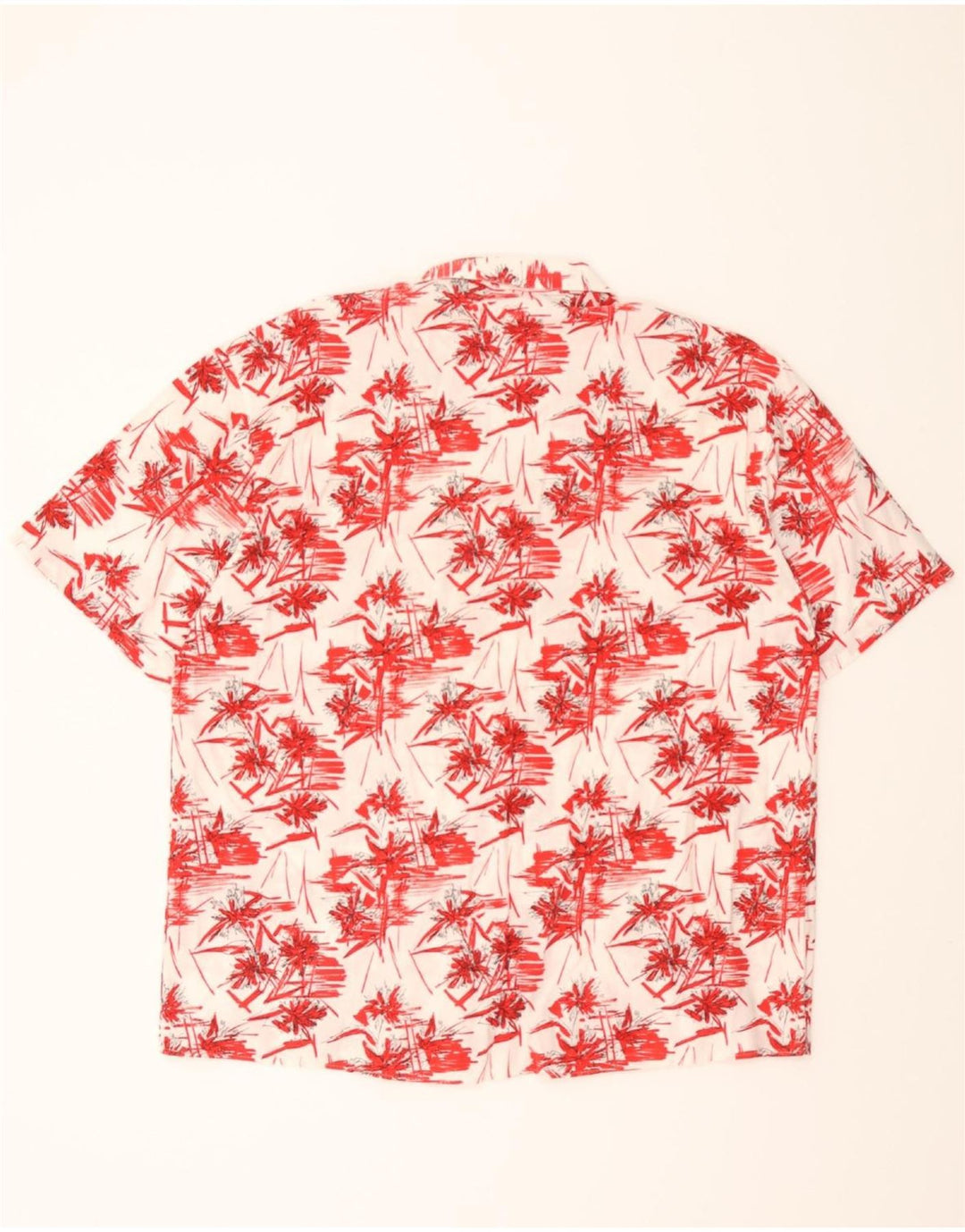 VINTAGE Mens Abstract Pattern Short Sleeve Shirt Large Red Cotton Vintage Vintage and Second-Hand Vintage from Messina Hembry 