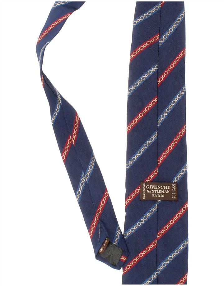 Givenchy Mens Tie One Size Blue Striped Silk Classic