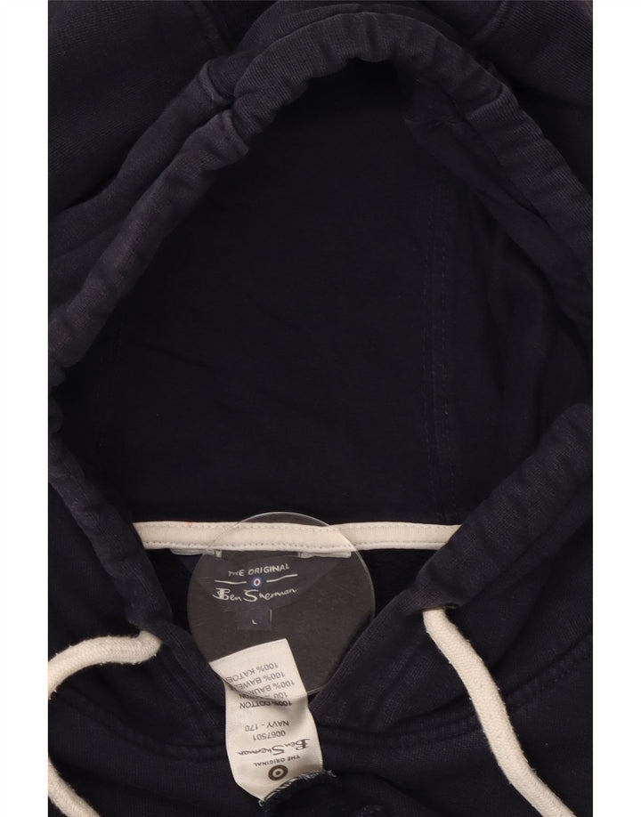 BEN SHERMAN Womens Oversized Graphic Hoodie Jumper UK 16 Large Navy Blue