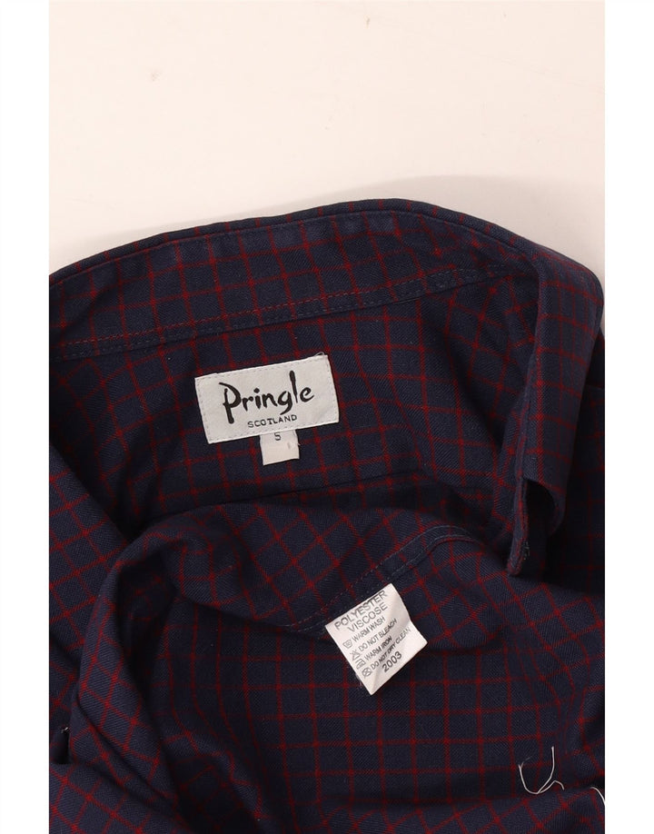 Pringle Mens Shirt Small Purple Gingham Polyester