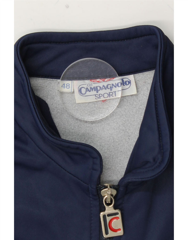 CAMPAGNOLO Mens Tracksuit Top Jacket IT 48 Medium Navy Blue Colourblock