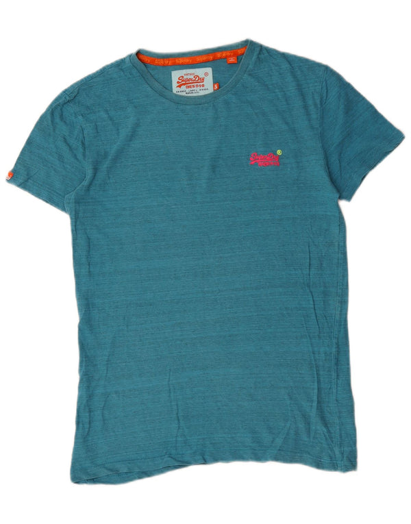 Superdry Mens T-Shirt Top Small Blue Pinstripe Cotton