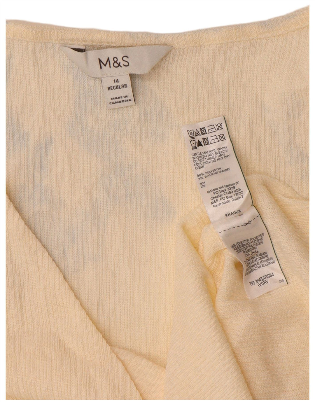 Marks & Spencer Womens Long Sleeve Blouse Top UK 14 Medium Beige Polyester