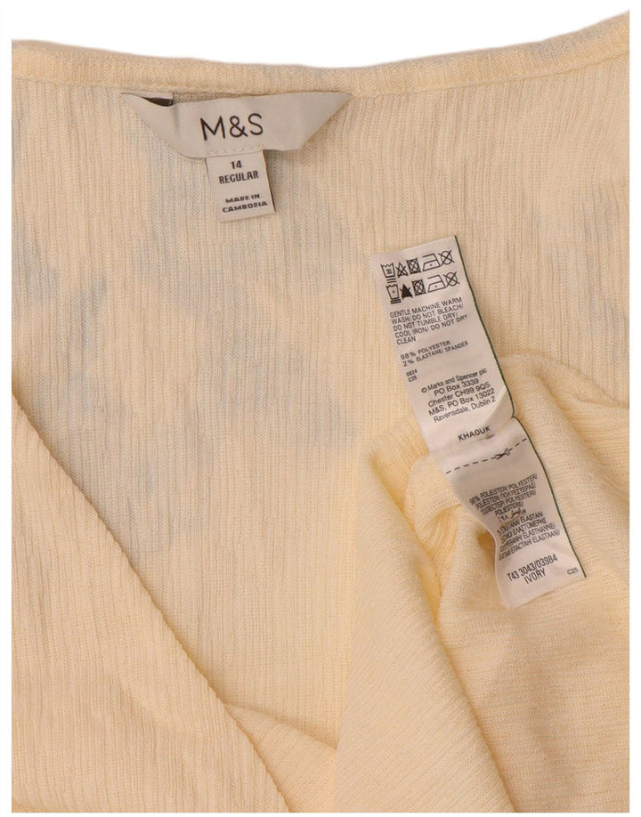 Marks & Spencer Womens Long Sleeve Blouse Top UK 14 Medium Beige Polyester