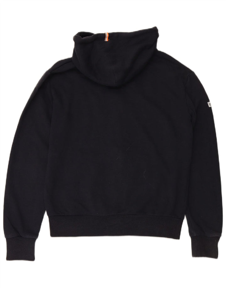 SUPERDRY Mens Zip Hoodie Sweater Large Navy Blue Cotton