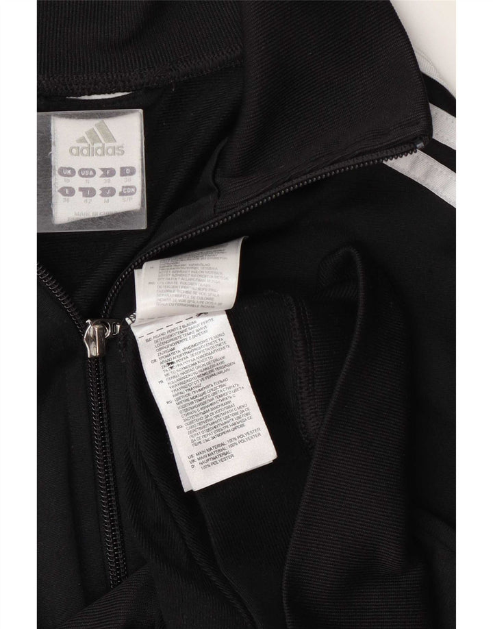 Adidas Womens Tracksuit Top Jacket UK 10 Small Black Polyester