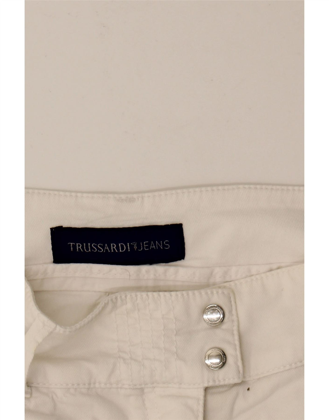 TRUSSARDI Womens Straight Skirt IT 42 Medium W30  White Cotton Vintage Trussardi and Second-Hand Trussardi from Messina Hembry 