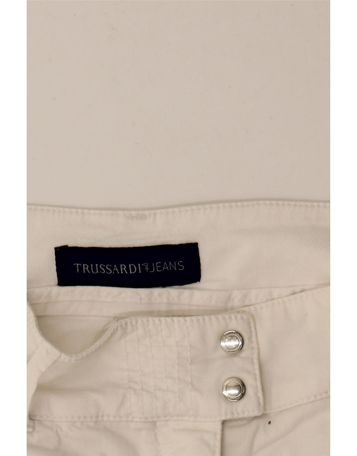 TRUSSARDI Womens Straight Skirt IT 42 Medium W30  White Cotton Vintage Trussardi and Second-Hand Trussardi from Messina Hembry 