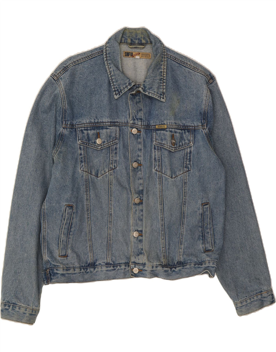 SINFUL Mens Denim Jacket UK 44 2XL Blue Cotton Vintage Sinful and Second-Hand Sinful from Messina Hembry 