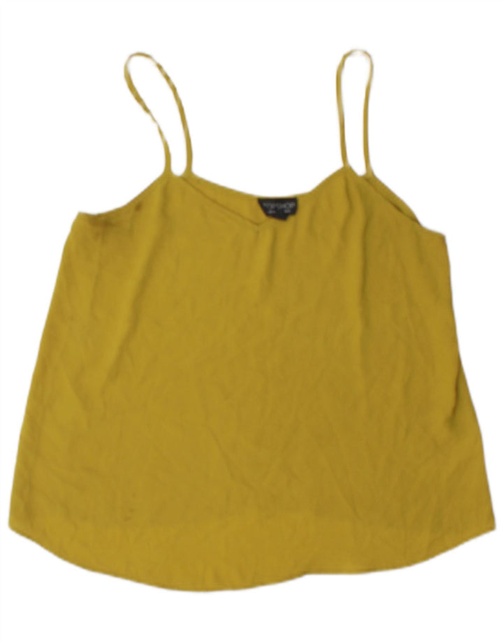 Topshop Womens Cami Top UK 10 Small  Yellow Polyester