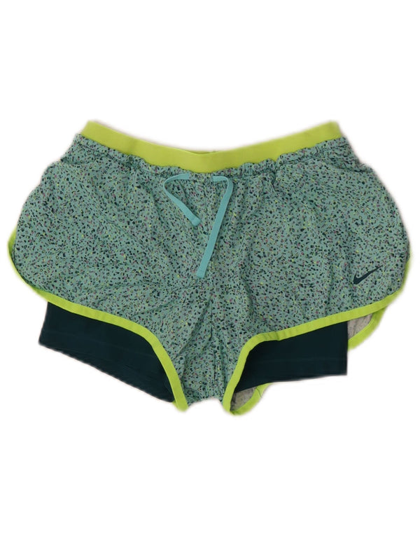 Nike Womens Dri Fit Sport Shorts UK 6 XS Green Flecked Polyester