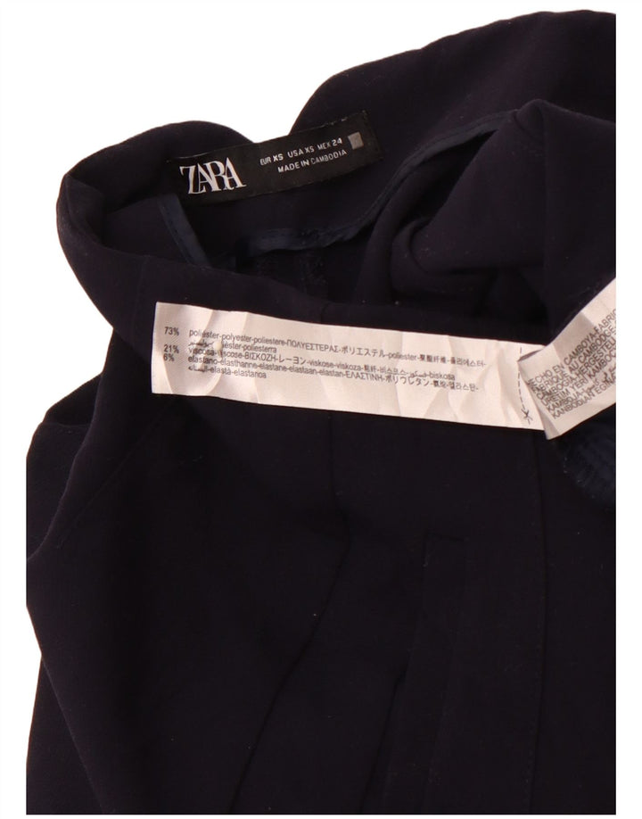 ZARA Womens High Waist Tapered Casual Trousers XS W24 L26 Navy Blue