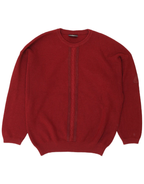 North Pole Mens Crew Neck Jumper Sweater XL Burgundy Wool
