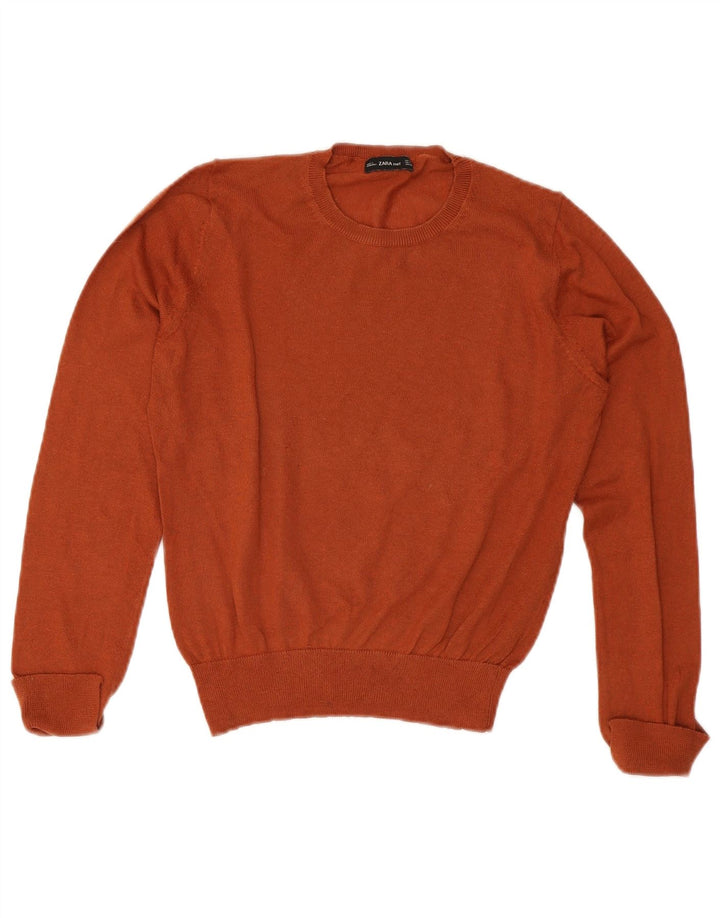 ZARA Womens Crew Neck Jumper Sweater UK 14 Large Orange