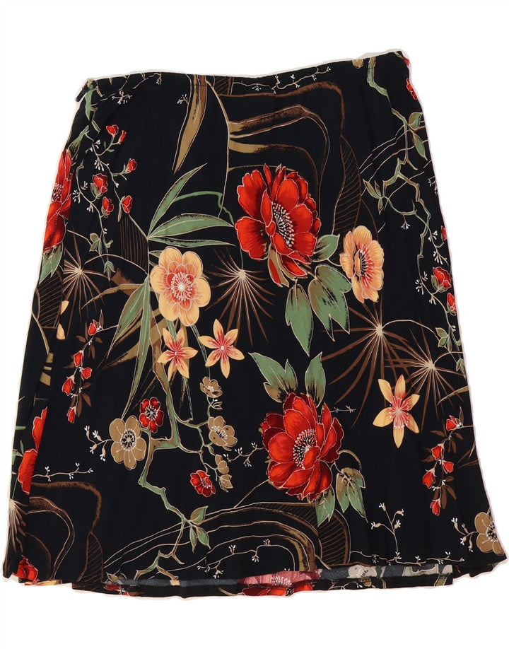 CLIO Womens A-Line Skirt W32 Large  Black Floral Vintage Clio and Second-Hand Clio from Messina Hembry 