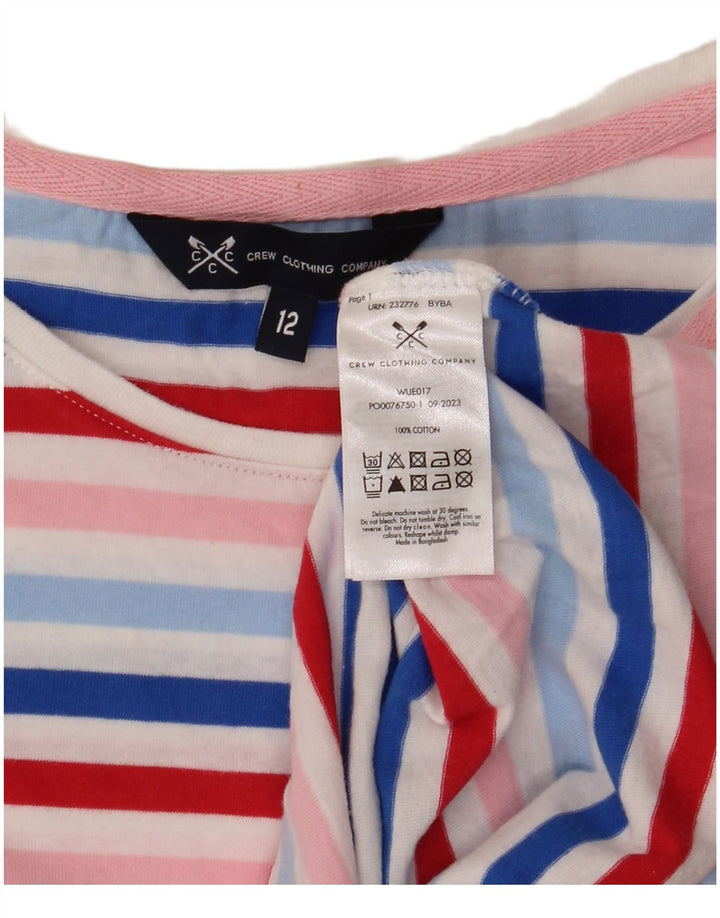 Crew Clothing Womens T-Shirt Top UK 12 Medium Multicoloured Striped Cotton