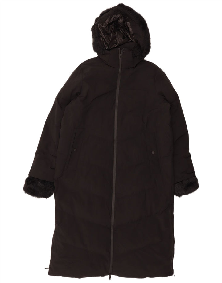 ZARA Womens Hooded Padded Coat UK 16 Large Black Polyester