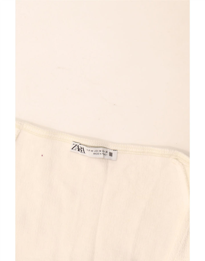Zara Womens Crop Blouse Top UK 12 Medium White