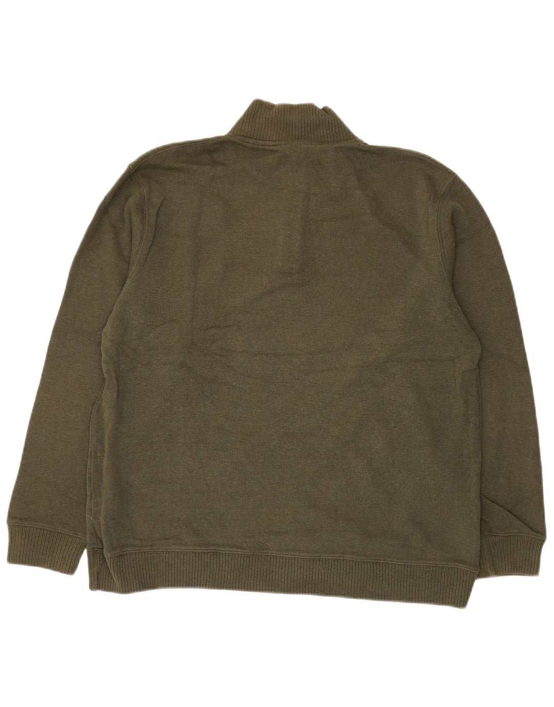 EDDIE BAUER Mens Button Neck Jumper Sweater Medium Khaki Cotton