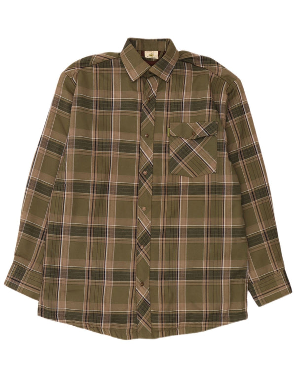 Bernwalt Mens Flannel Shirt Large Green Plaid Cotton
