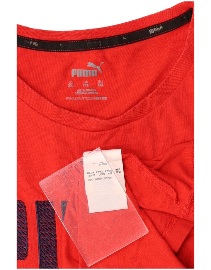 PUMA Mens Graphic T-Shirt Top 2XL Red Cotton