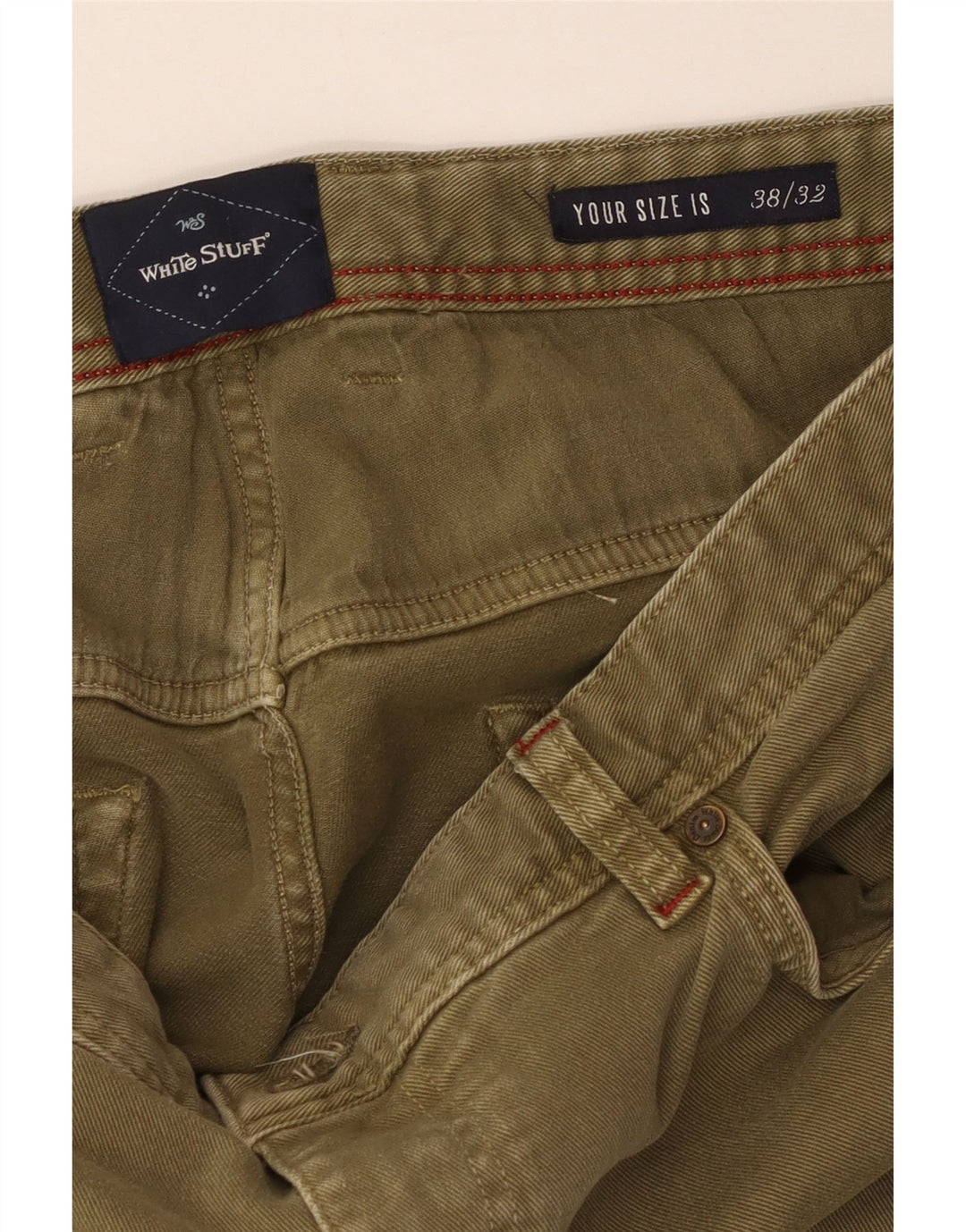 WHITE STUFF Mens Straight Jeans W38 L32 Khaki Cotton