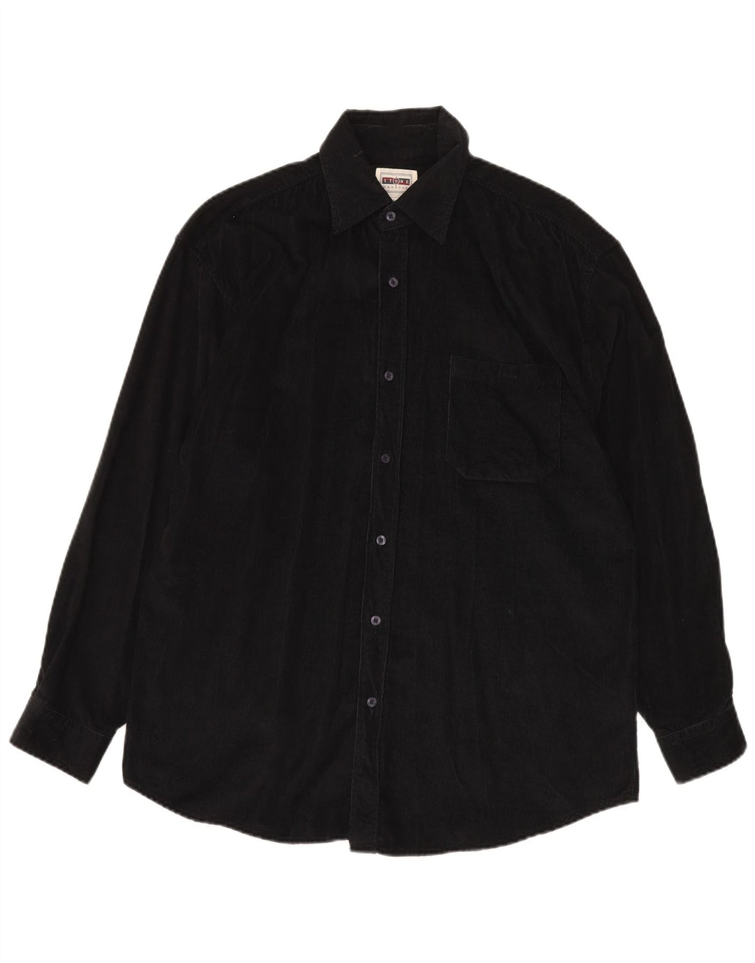 STONE HARBOUR Mens Corduroy Shirt Medium Black Cotton
