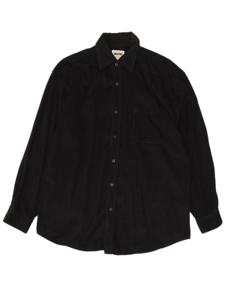 STONE HARBOUR Mens Corduroy Shirt Medium Black Cotton