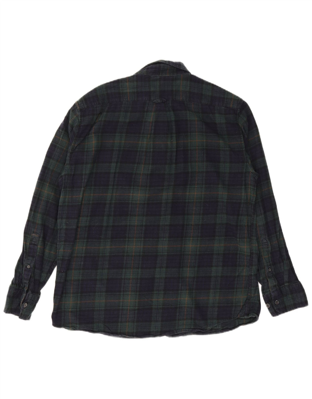 EDDIE BAUER Mens Flannel Shirt Large Navy Blue Check Cotton