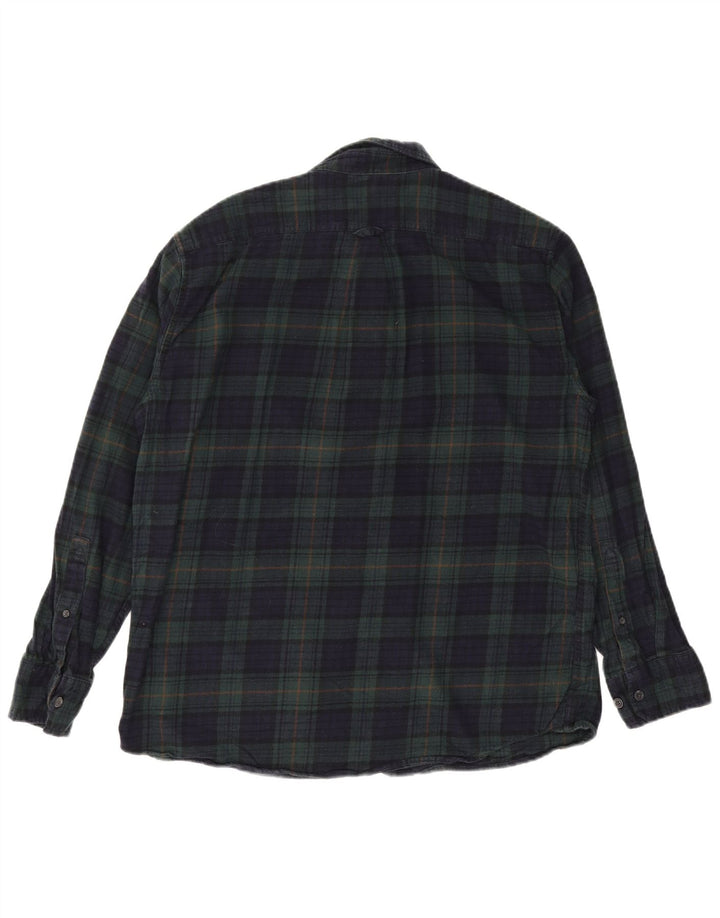 EDDIE BAUER Mens Flannel Shirt Large Navy Blue Check Cotton