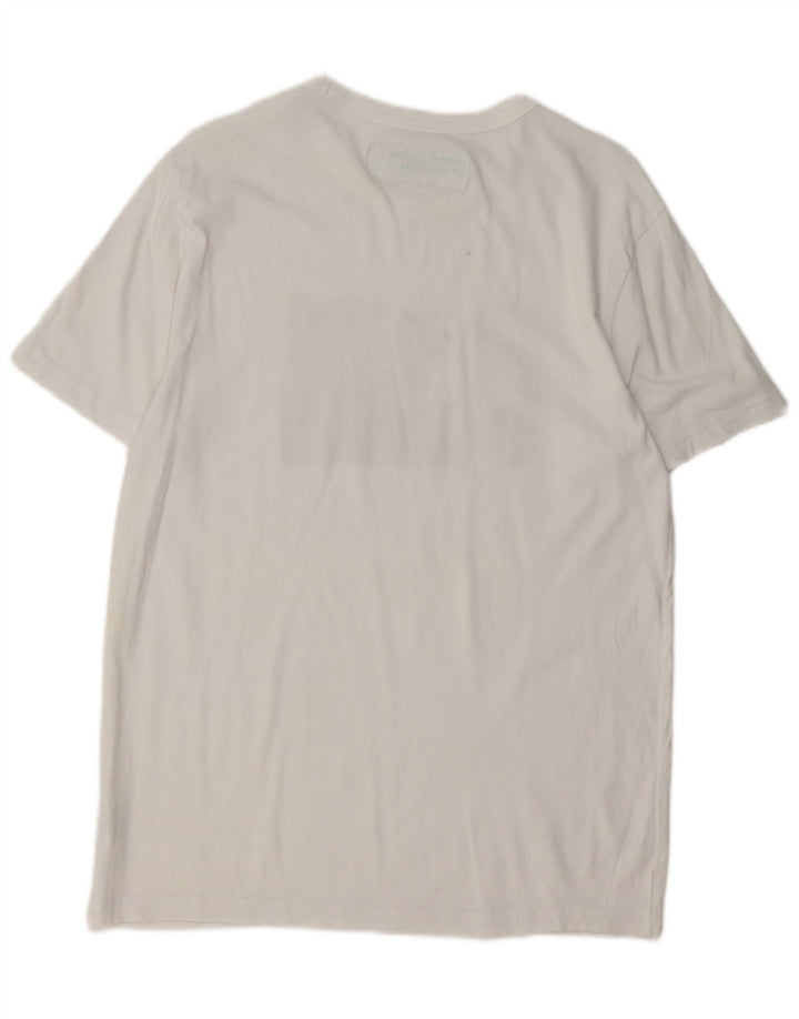 Benetton Mens Graphic T-Shirt Top Large White Cotton
