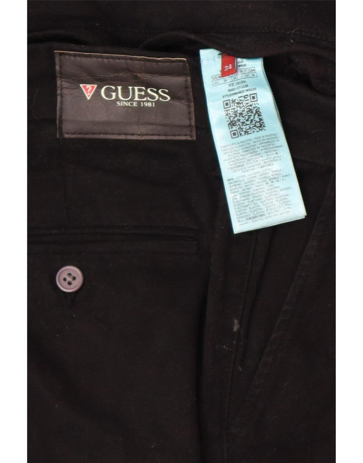 Guess Mens Slim Chino Trousers W34 L32 Black Cotton