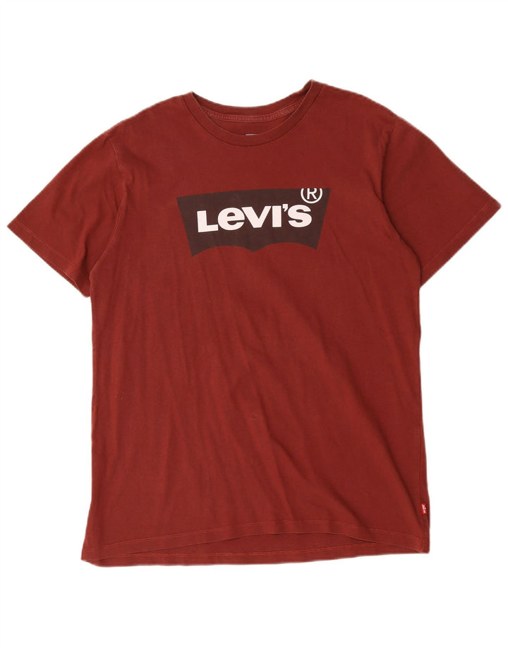 Levi's Mens Graphic T-Shirt Top Medium Burgundy Cotton