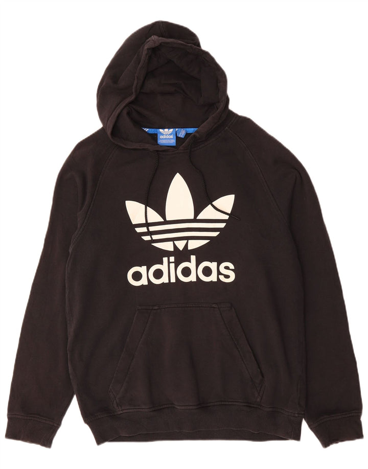 ADIDAS Mens Graphic Hoodie Jumper Medium Black Cotton
