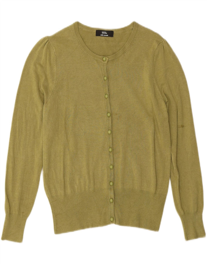 MARKS & SPENCER Womens Cardigan Sweater UK 14 Medium  Khaki Viscose Vintage Marks & Spencer and Second-Hand Marks & Spencer from Messina Hembry 