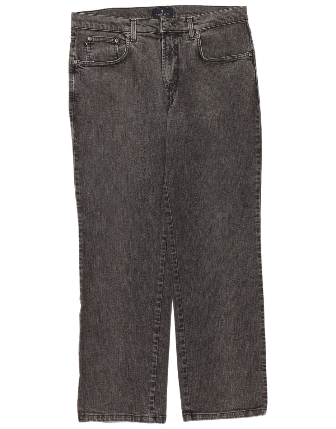 TRUSSARDI Mens Straight Jeans W36 L29 Grey Cotton