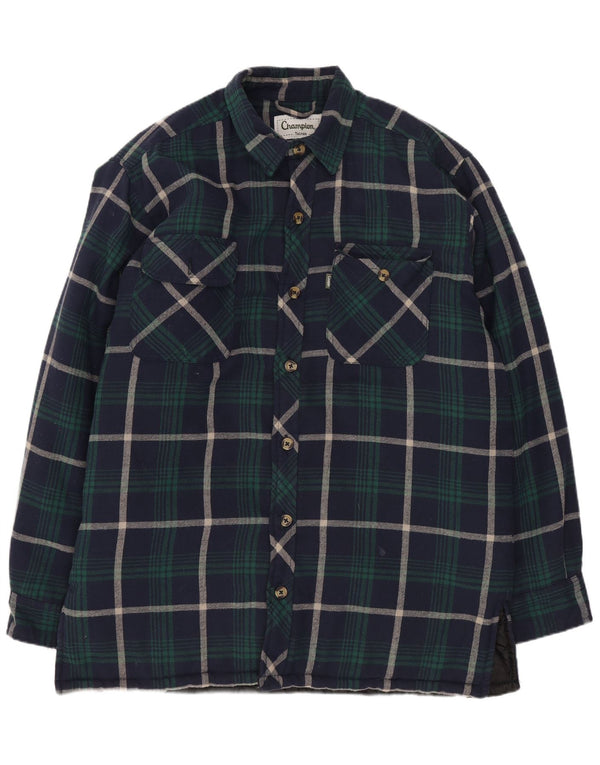 Champion Totnes Mens Lumberjack Flannel Shirt Large Navy Blue Check