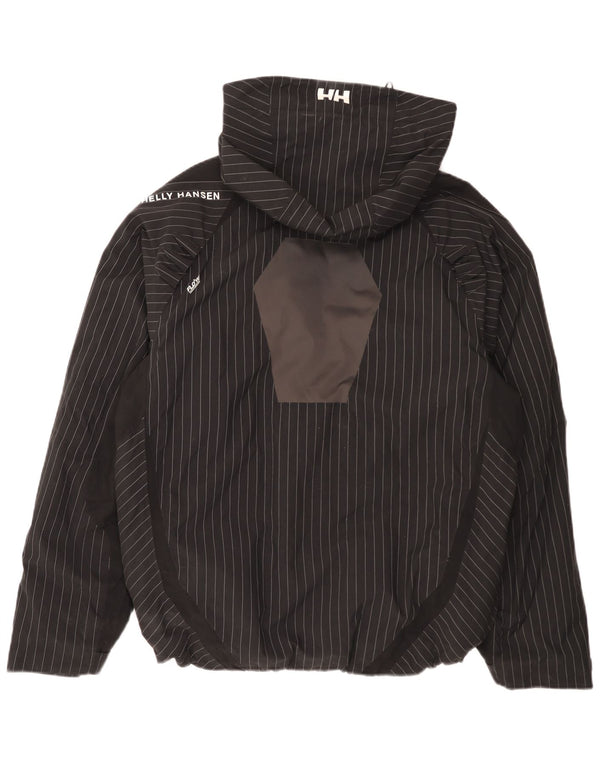 Helly Hansen Mens Graphic Hooded Rain Jacket UK 38 Medium Black Striped