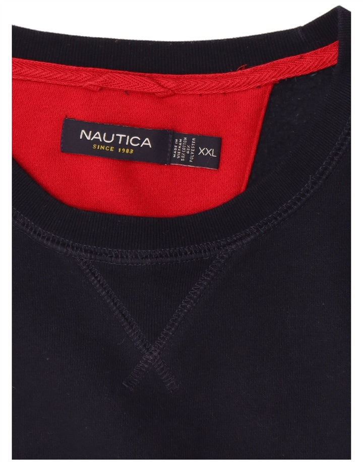 NAUTICA Mens Sweatshirt Jumper 2XL Navy Blue Cotton