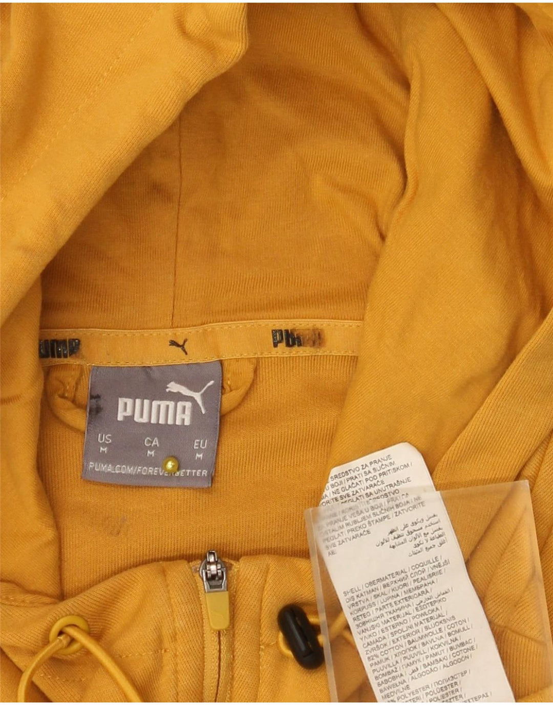 Puma Mens Hoodie Jumper Medium Yellow Cotton