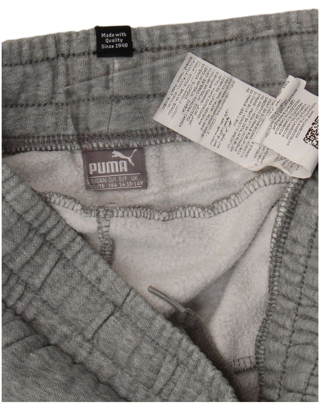 PUMA Boys Tracksuit Trousers Joggers 13-14 Years Grey Cotton