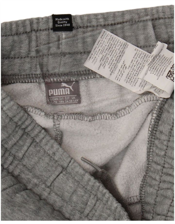 PUMA Boys Tracksuit Trousers Joggers 13-14 Years Grey Cotton