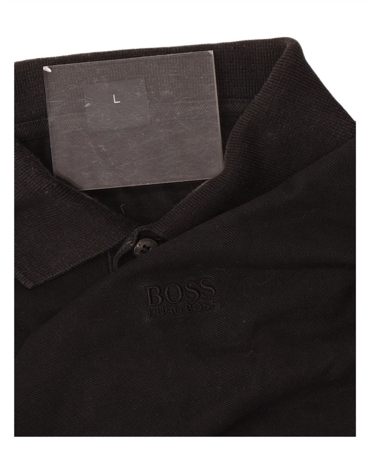 Hugo Boss Mens Polo Shirt Large Black Cotton