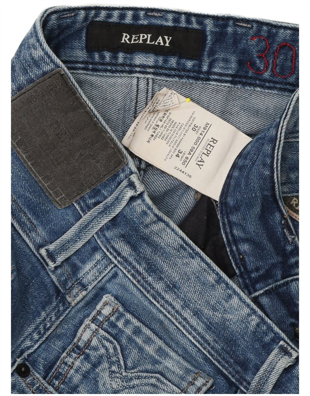 Replay Womens Slim Jeans W30 L29 Blue Cotton